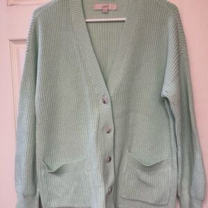 LOFT Women's Mint Green Cardigan Sweater - Size M